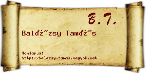 Balázsy Tamás névjegykártya